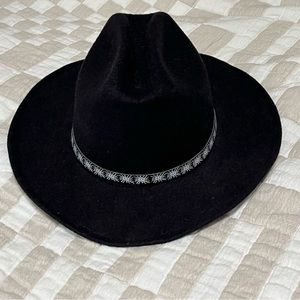 Black Wide Brim Hat with Sunburst Band